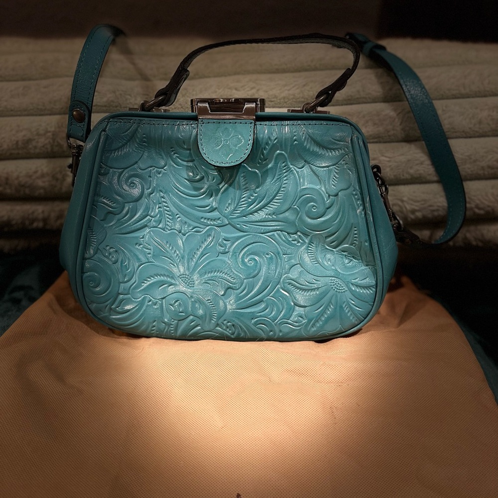 Patricia Nash Teal Hand Tooled Leather Bag-all reasonable offers considered - Picture 8 of 9